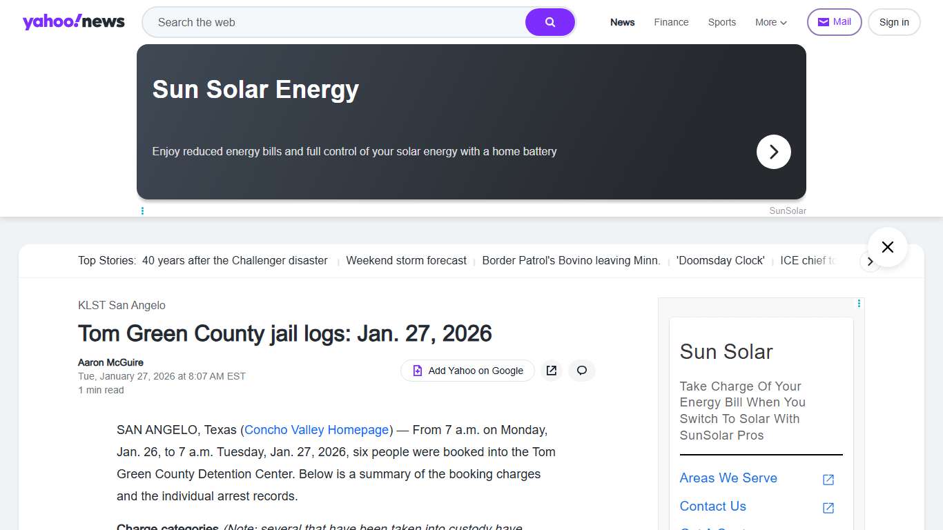Tom Green County jail logs: Jan. 27, 2026